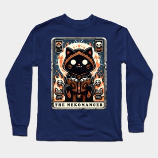 The Nekomancer Funny Necromancer Cat Anime Tarot Card Pun Long Sleeve T-Shirt